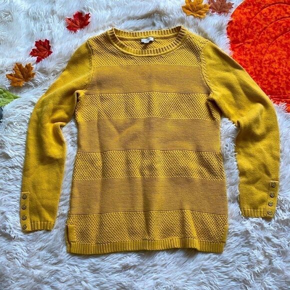 Talbots Knit Bright Yellow Crewneck Sweater Top - Picture 1 of 9